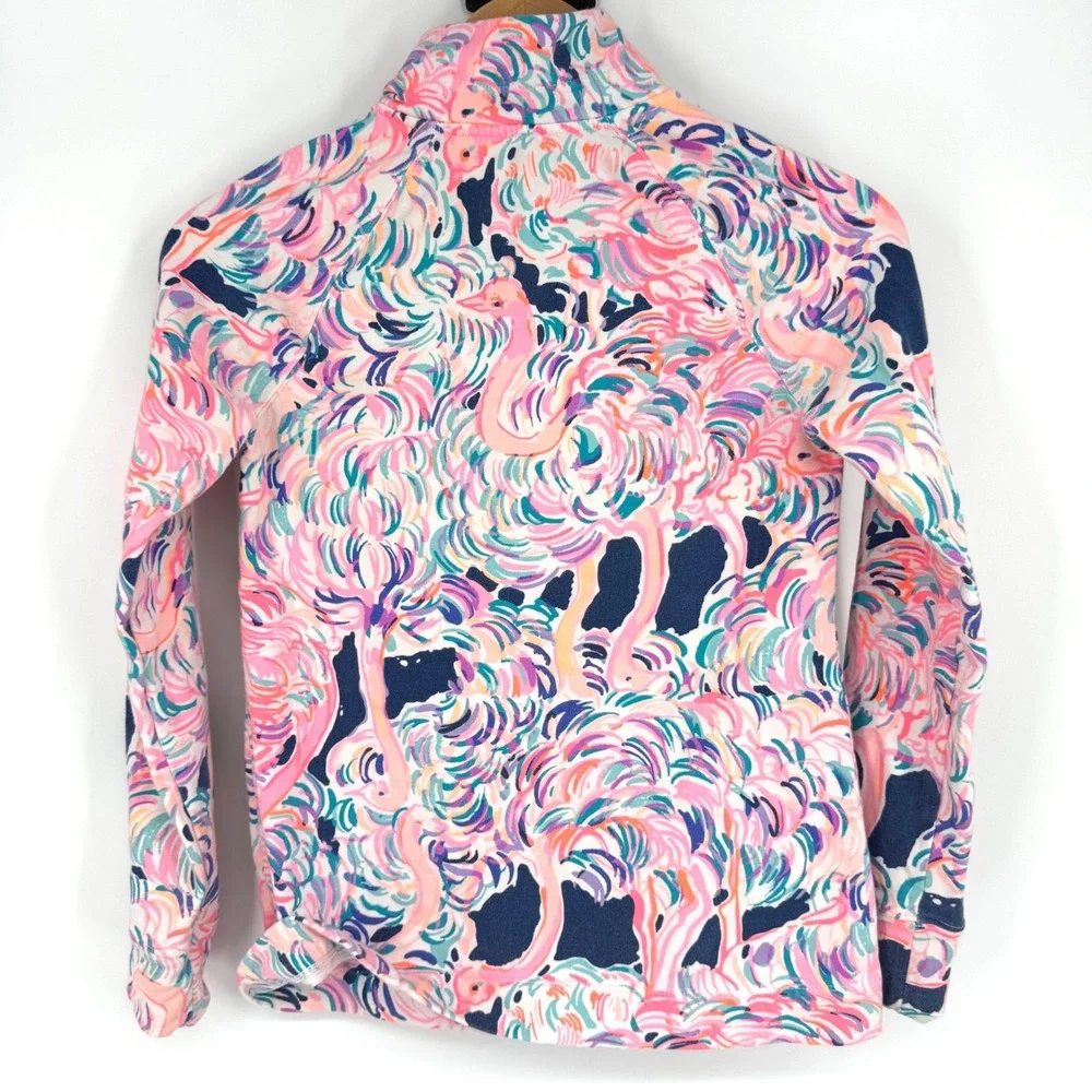 Lilly Pulitzer XXS Skipper Popover Gimme Some Leg Flamingo UPF 50 Terry Half Zip